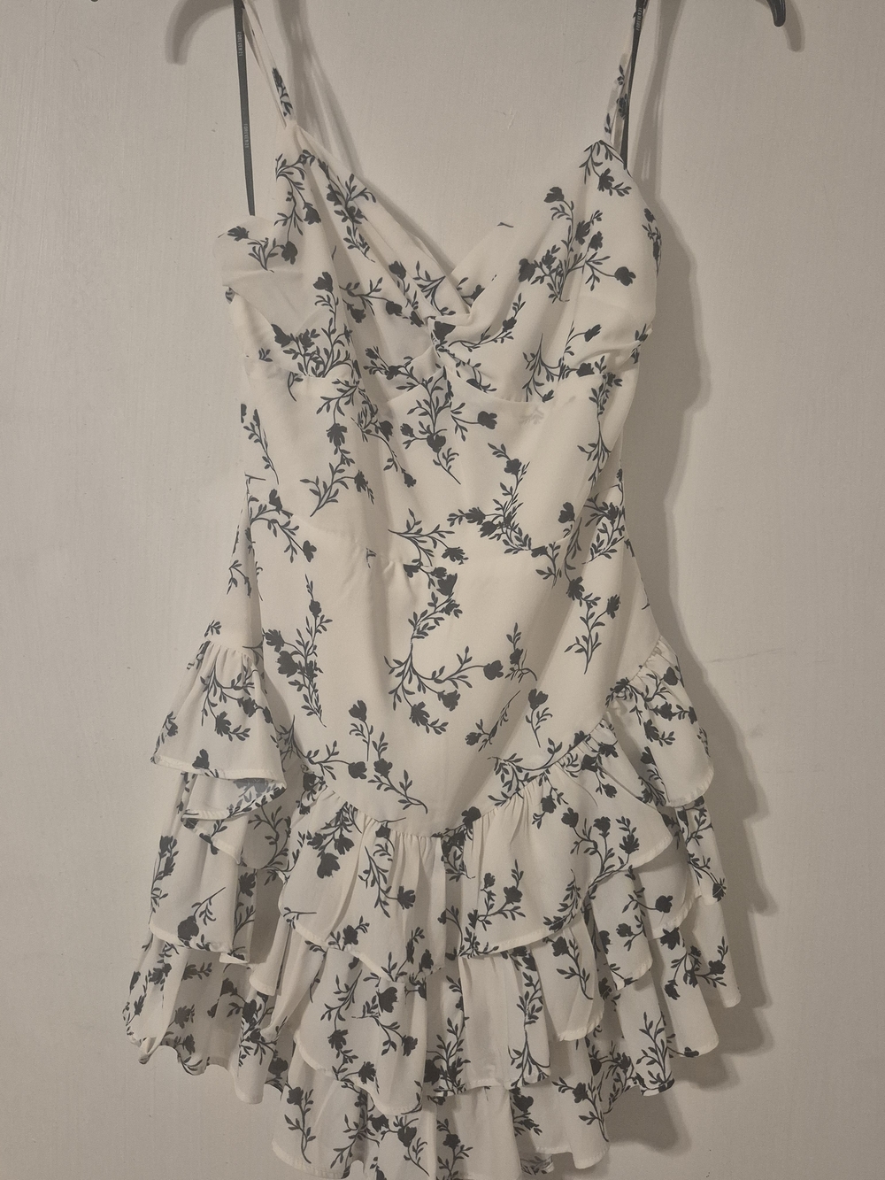 Altar'd State White Floral Mini Dress with Black Print
